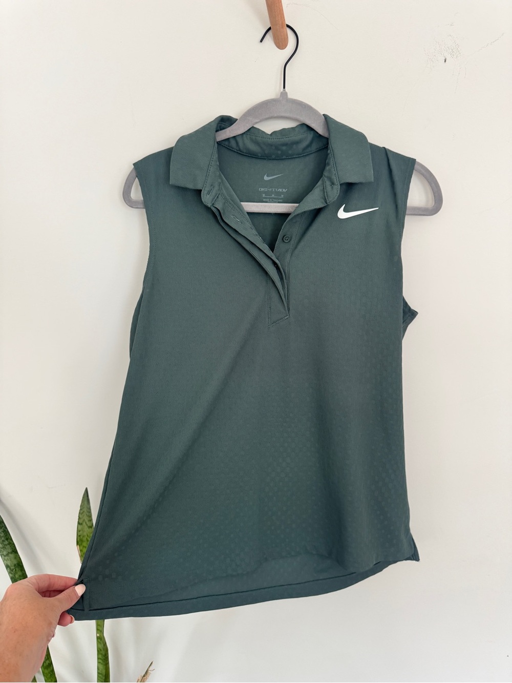 Nike Women’s Sleeveless Polo Tank in Forest Green with White Swoosh